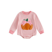 (3-6 Months, Pink) Ολόσωμη φόρμα κολοκύθας λαιμόκοψη, ριγέ