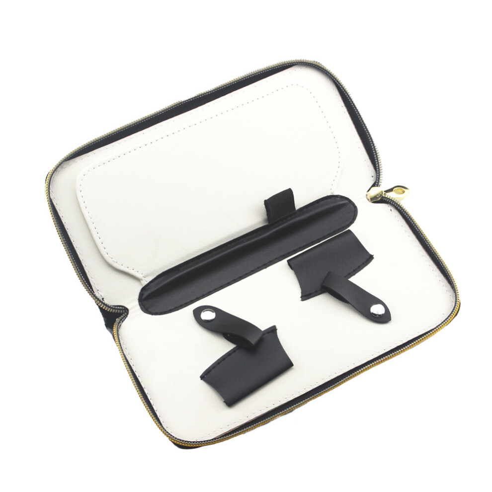 Elegant Leather Scissors Case With Zippers And Hardware Fasteners, Offering Superior Protection And Convenient Storage For Professional Use