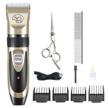 Kit de tosa para animais de estimação, máquina de tosa sem fio e com motor silencioso, lâminas removíveis de aço inoxidável e cerâmica para