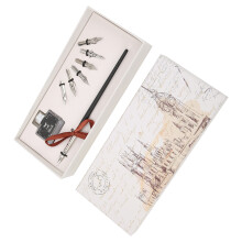 Retro Silver Calligraphy Pen Set Stainless Steel & Glass Gift for Teachers & Elders