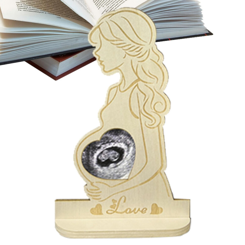 Ultrasound Picture Frame for Baby Sonogram Photos, Wooden Holiday Ornament Frame for Pregnant Parents, 4x6 Size