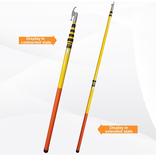 Voltage Insulated Rescue Hook with Fibreglass Telescopic Pole, 2m 2 Sections Adjustable Head 1