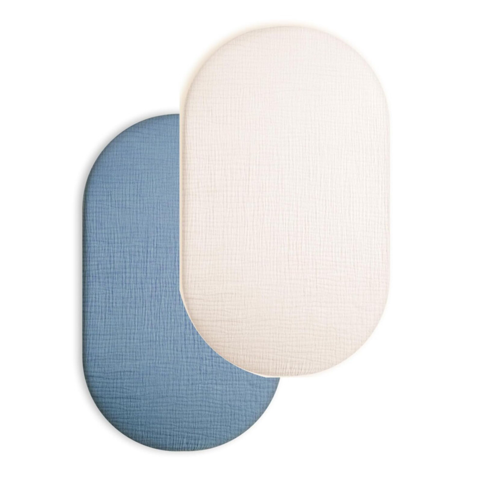 Baby Fitted Sheet Pack of 2 for Bassinet Crib Mattress Protectors, Soft Cotton Infant Bed Case Covers, Removable and Washable