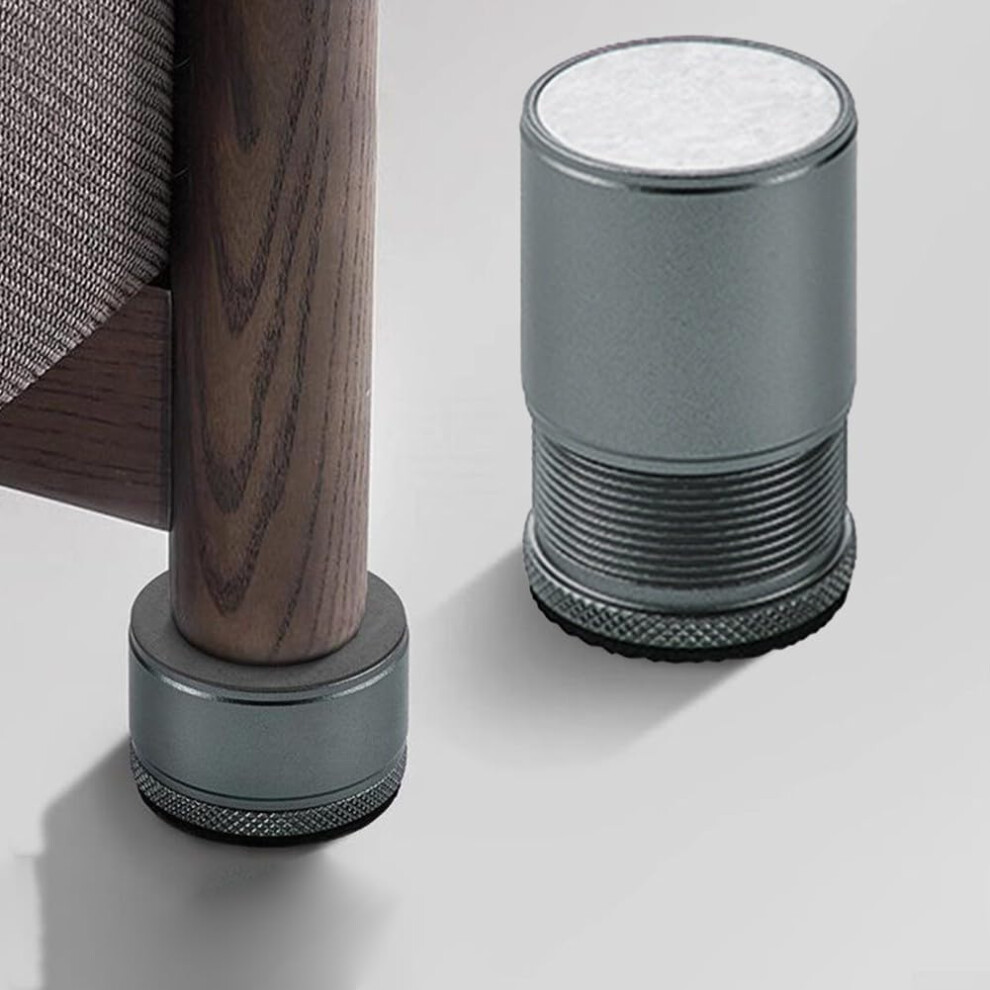 Adjustable Furniture Risers 4Pcs Aluminium Alloy Bed And Chair Feet Lifts, Antivibration Pads, Height 4.77.9 Cm, Grey 9187378628874