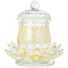 12.5cm Crystal Lotus Buddha Water Cup - Holy Water Supply Vessel for Buddhist Rituals and Practices