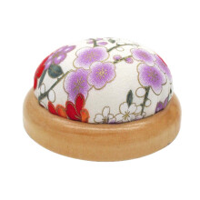Pin Cushion With Wood Base For Needle Insertion Creamy White Sewing Tool