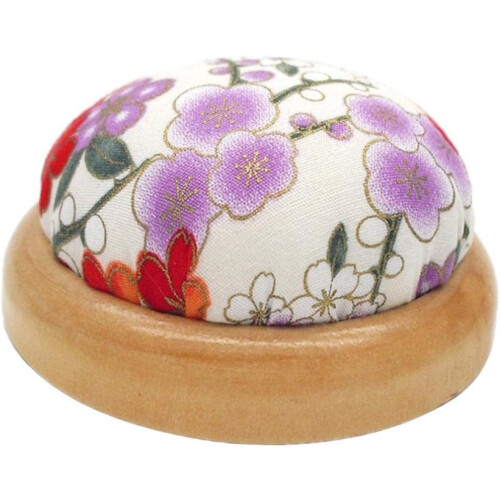 Pin Cushion With Wood Base For Needle Insertion Creamy White Sewing Tool 2
