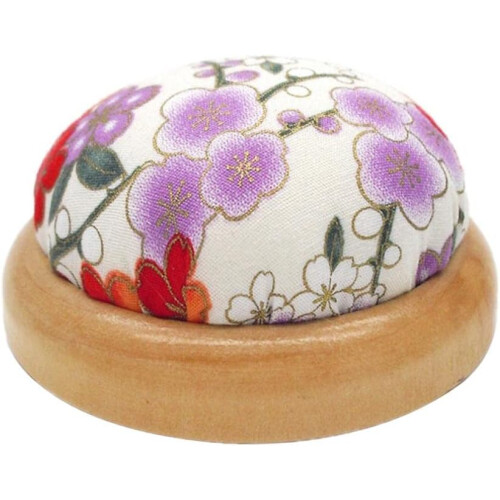 Pin Cushion With Wood Base For Needle Insertion Creamy White Sewing Tool 1
