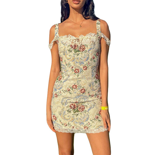 (S, Creamy) Robe mini moulante d'été festive 1