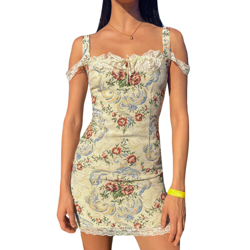(S, Creamy) Robe mini moulante d'été festive 2