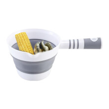 Water Ladle Folding Scoop with Ergonomic Grip, Hangable Multipurpose for Kitchen Garden Travel Gray