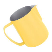 Pentola in acciaio inossidabile da 600 ml per montare il latte, colore giallo chiaro, 13 cm