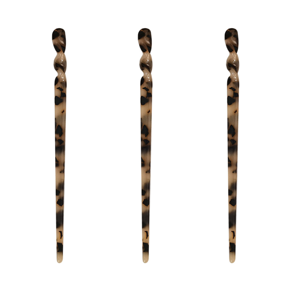 Leopard Printed Hair Chopsticks For Women Girls, Acetate Hair Sticks With Non-Slip Design, Easy Fixing Tortoise Shell Hairpin Chopsticks For Wedding