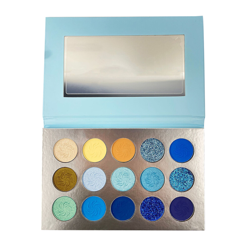 Blue Vegan Cruelty-Free Eye Shadow, Gemstone Shadow Palette For Ultra-Pigmented Blendable Long Lasting Mattes Shimmers, Waterproof Makeup Palette
