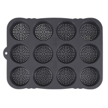 Silicone Hamburger Bun Baking 12Cavity Pan NonBurger Flexible Dishwasher Safe Buns Cakes Muffins Grey 39.5 x 29 x 3 cm