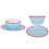 Stylish Outdoor Dining Collection, Melamine Dinnerware Set with Pale Blue Grid Pattern 4