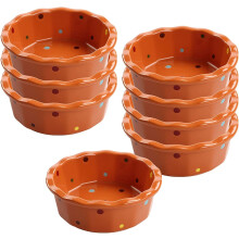Ramekins Set of 8 Ceramic Baking Dishes 350ml Oven Safe Creme Brulee and Souffle Bowls Orange