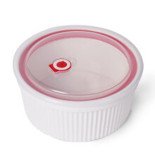 64 oz Ramekins with Lids, Large Porcelain Baking Dish for Souffle Creme Brulee Pudding, Oven Safe White 8 Inch