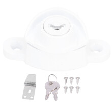 Fechadura de guilhotina com chave, sem giro, em zinco fundido, para janelas de correr vertical, com trava de segurança infantil e proteção contra