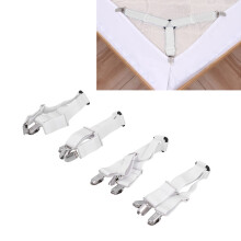 Adjustable Bed Sheet Fastener Straps in White 4PCS Durable and Non-Slip