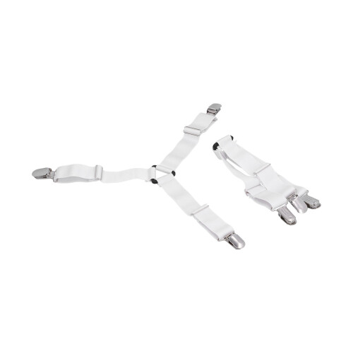Adjustable Bed Sheet Fastener Straps in White 4PCS Durable and Non-Slip 2