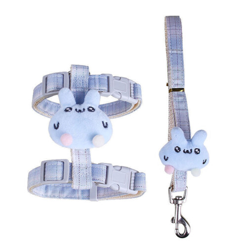 Kitten Harness Adjustable Cat Leash Cat Harness for-M Blue