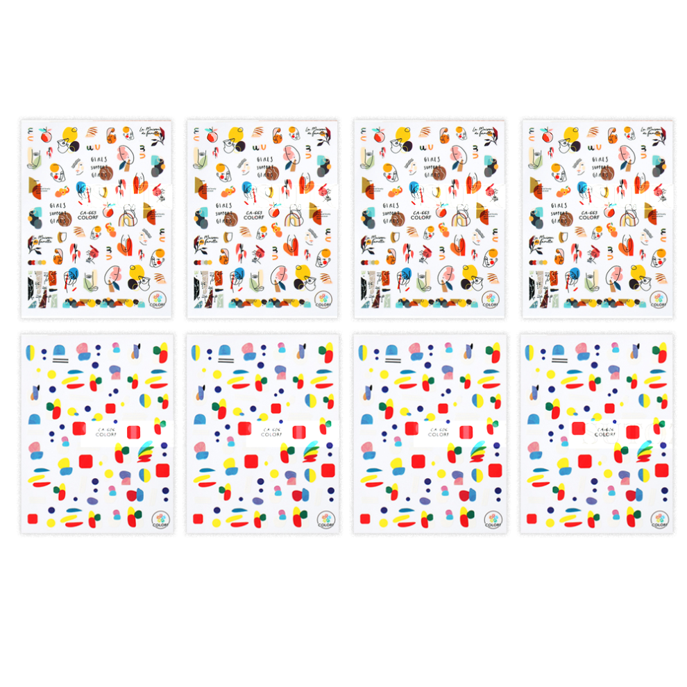 Diverse Summer Colors Nail Art Stickers, Easy Apply, Self-Adhesive, Safe Material, Widely Use, Fade-Resistant, Creative Combinations With Number Lett