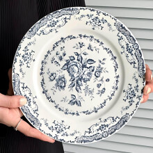 Ceramic Dinner Plates Set with Elegant Rose Design, 10 Inch Green Porcelain Dinnerware for Kitchen