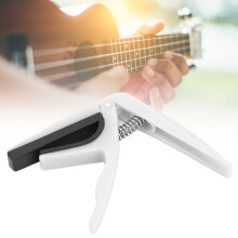 Plastic Ukulele Capo with Silicone Cushion, Spring-Loaded, White