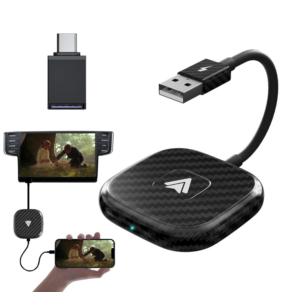 Wireless Carplay And Android Auto Adapter With Usb Easy Setup, Low Latency And Lossless Audio 9187378631348