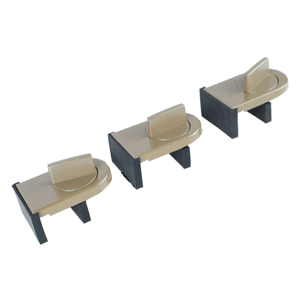 3Pcs Aluminum Alloy Sliding Window Safety Locks Brown, 6X4x4cm 9481377649039