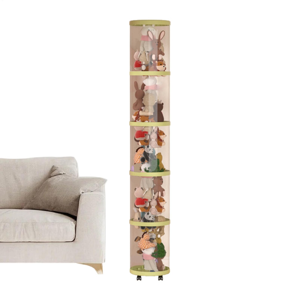 Stuffed Animal Storage Tube Clear Aesthetic Vertical Toy Organizer With Fivelayer Wheels For Nursery Playroom Green