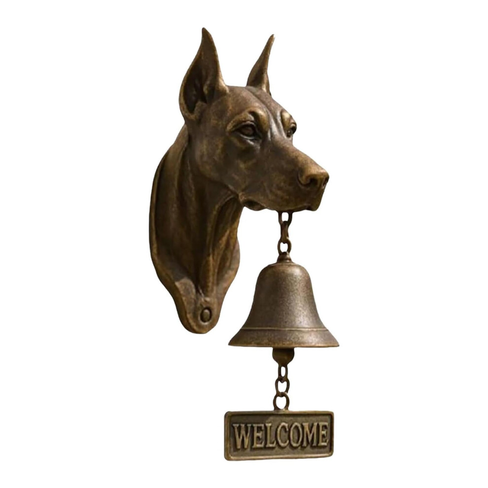 Dog Welcome Doorbell Vintage Resin Wall Mounted Entry Bell For Porch Front Door Garden Doberman Dog Lover Gift 9347817870633