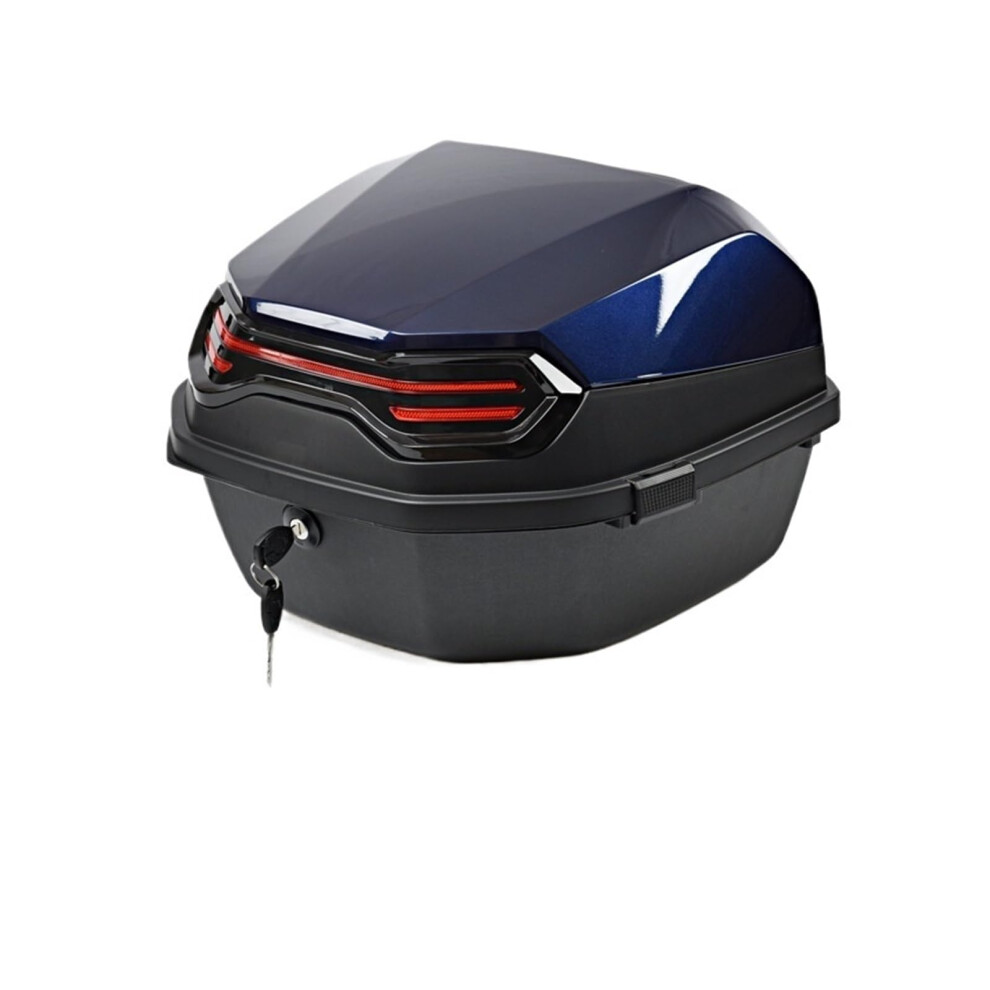 Large Capacity Waterproof Motorcycle Box Trunk With Backrest Helmet Storage D Blue 9199774283113