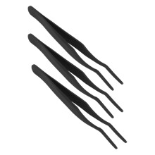 3 Stück gebogene Wimpernzange aus Edelstahl, schwarze Wimpernpinzette