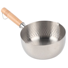 Japanese Yukihira Saucepan Traditional Stainless Steel Milk Pot Wooden Handle Heat Resistant Induction Compatible Multipurpose Cooking Pan