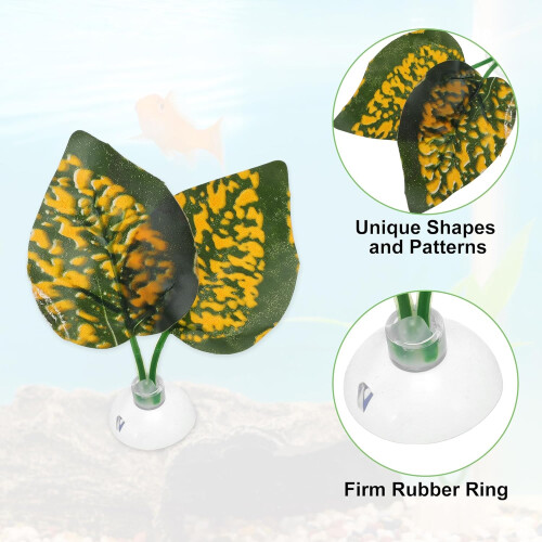 Betta Fish Leaf Natural Habitat Simulation For Betta Spawnings Grounds, Double Leaves Resting Bed, Orange Deep Green 1