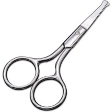 Stainless Steel Facial Hair Scissors, Safety Rounded Tip for Multipurpose Grooming, Lightweight and Portable Tool for Nose, Eyebrow, Beard Trimming