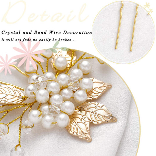 Accessori per capelli da sposa per donne e ragazze, fermagli per capelli con perle e strass artificiali, accessori per capelli da sposa, materiale in 2