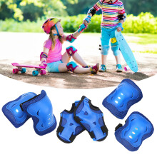 6Pcs Kids Safety Skateboard Gear Set, Blue Elbow Wrist Knee Protectors