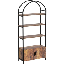(Brown) Arched Bookshelf, Bookcase Tall Industrial