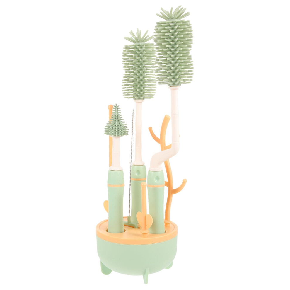 Bottle Cleaning Brush with Long Handle, 360 Rotation, Safe Silicone Bristles for Baby Bottles, Cups and Straws