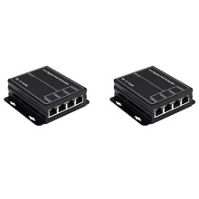2X 4 Puertos Gigabit POE Extender 100/1000Mbps 90W 1in 4 Fuera PoE Repetidor DIN Rail Network VLAN para 48V POE Cámara Wierless AP