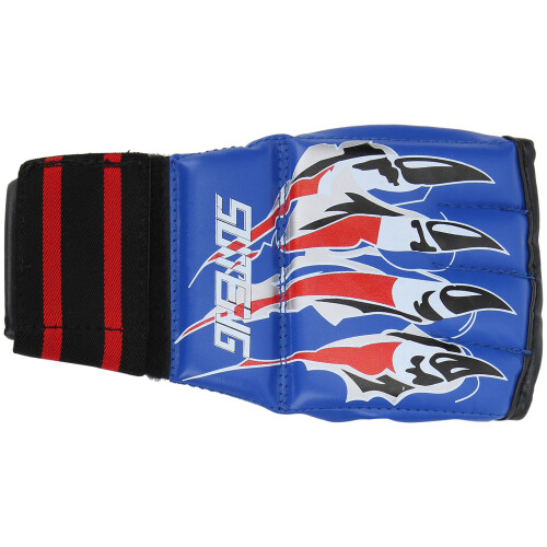 Blaue Half-Finger-Kampfhandschuhe mit Elastikband für Training und Wettbewerb 2
