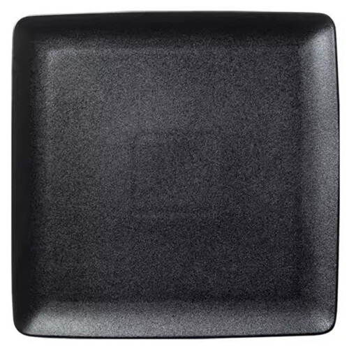Matte Black Ceramic Dinner Plate 8 Inch Square Serving Plate Scratch Resistant Modern Rustic Design