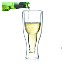 Beer Glasses Double Wall Insulated Clear Beer Mugs 12oz Craft Cups for Bar Pub and Home