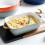 Ceramic Rectangular Baking Dish with Golden Edge, Green Cheese Pan, Oven and Microwave Safe 3