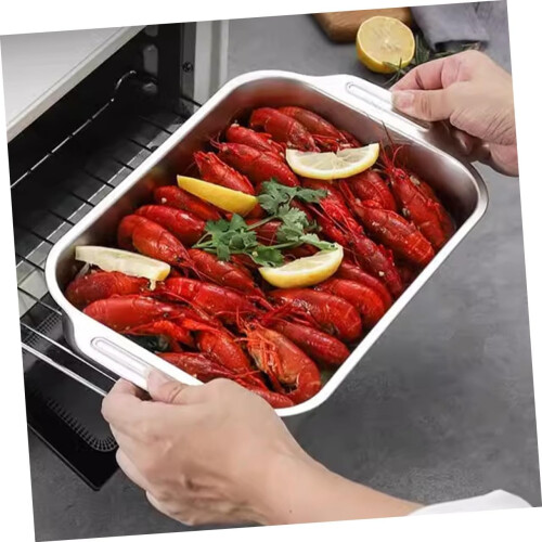 Stainless Steel Roasting Pan with Nonstick Surface, Heavy Duty Rectangular Bakeware for Turkey and Vegetables 2