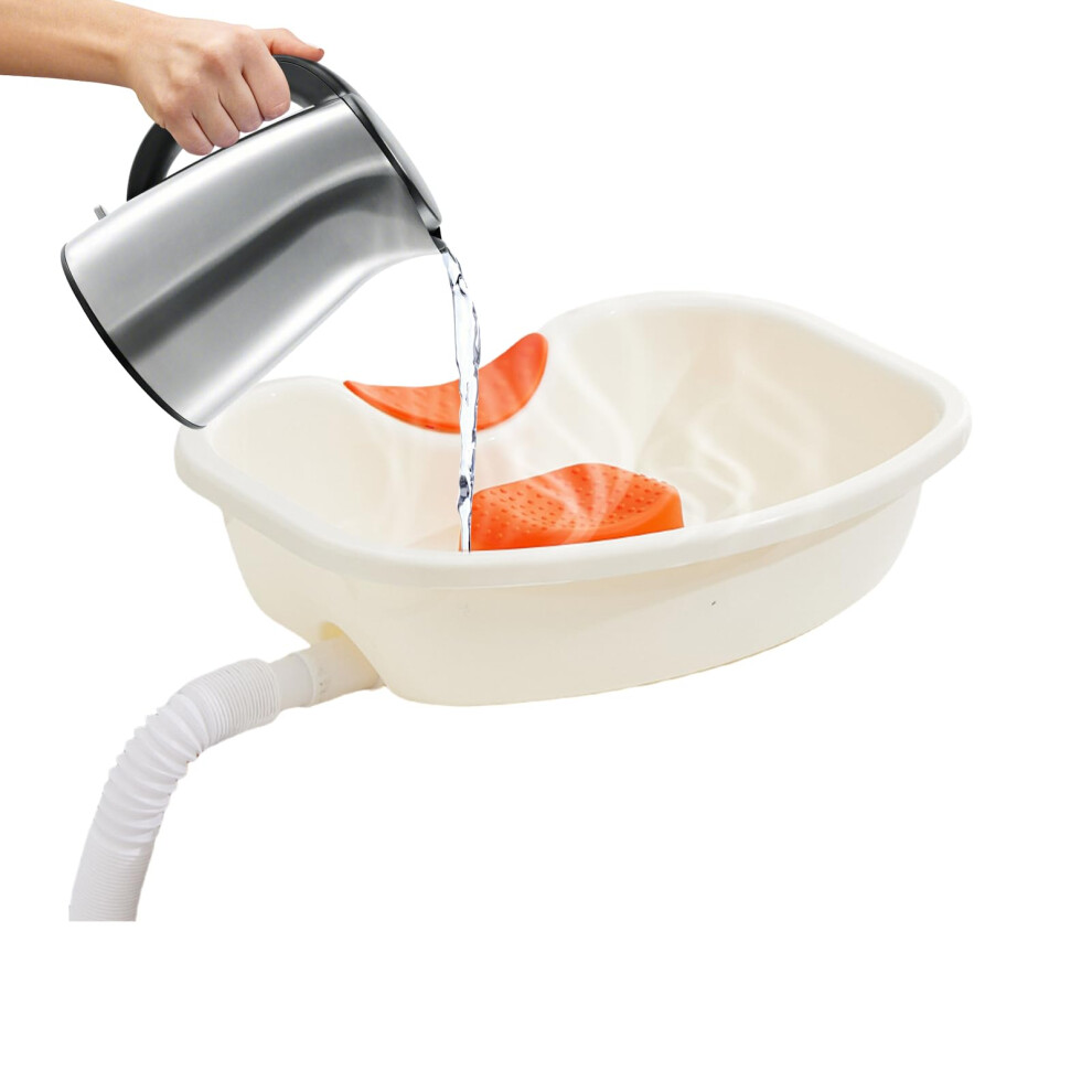 Portable Hair Washing Basin with Neck Support and Drainage Tube for Bedside Hair Care