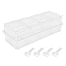 Kruidenpotjes met uitneembaar compartiment, transparante kruidencontainers, compact ontwerp voor het organiseren van uw kruiden in de keuken,